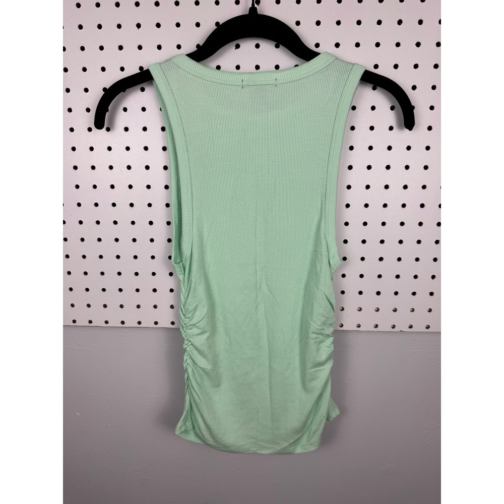 Wild Fable Mint Green Ribbed Shell Embroidered Ruched Side Tank Top Small NWT - Picture 3 of 5